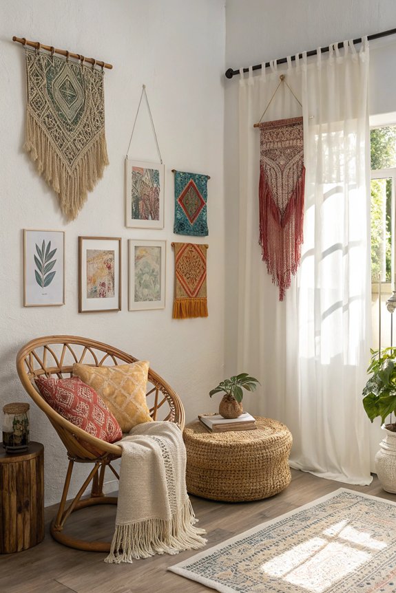 bohemian textured fabric decor