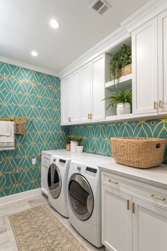 bold wallpaper for laundry