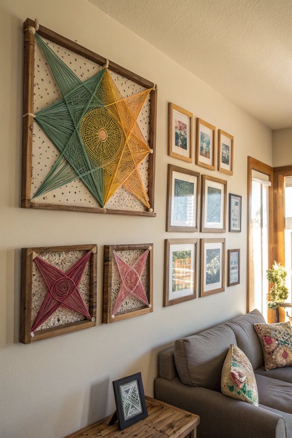 colorful string art shapes