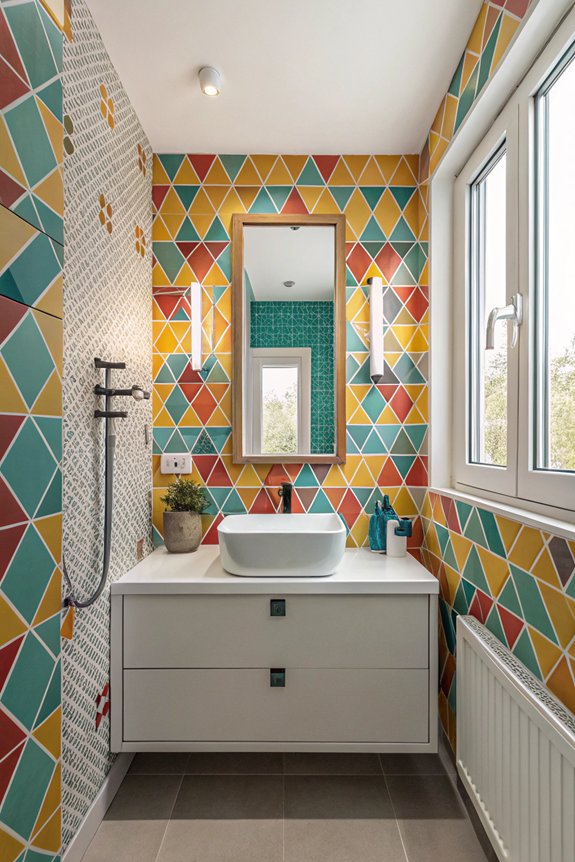 colorful tiles enhance bathrooms