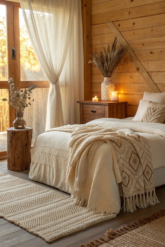 cozy bedding and woods