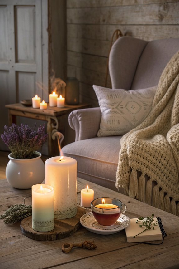 cozy candlelit aromatherapy ambiance