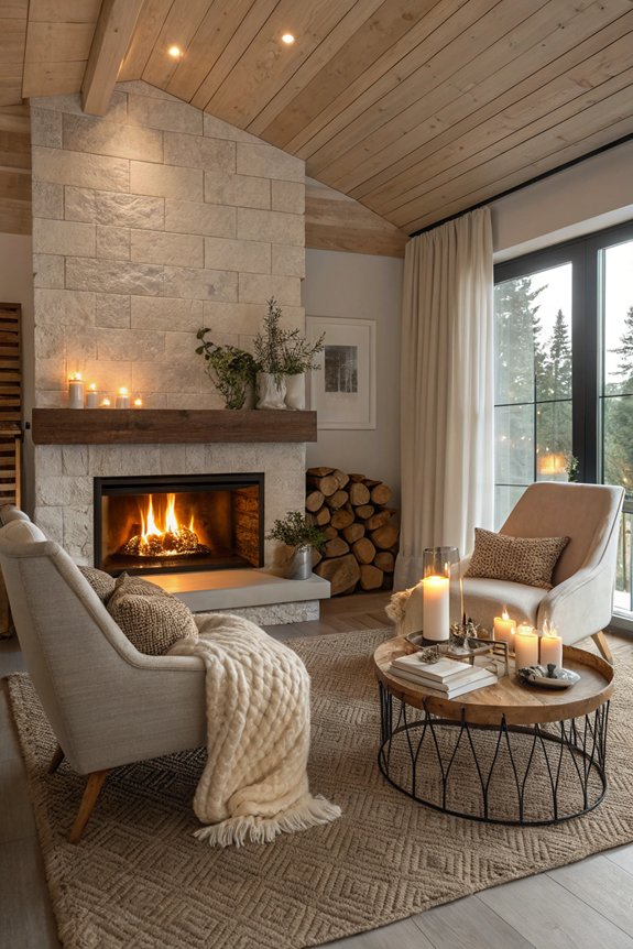 cozy fireplace seating arrangement