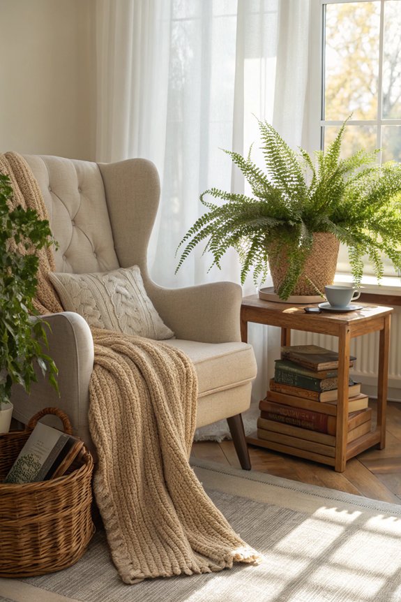 cozy natural reading nook