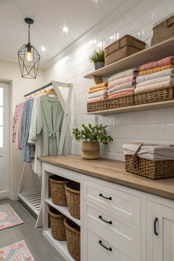 cozy organized folding area