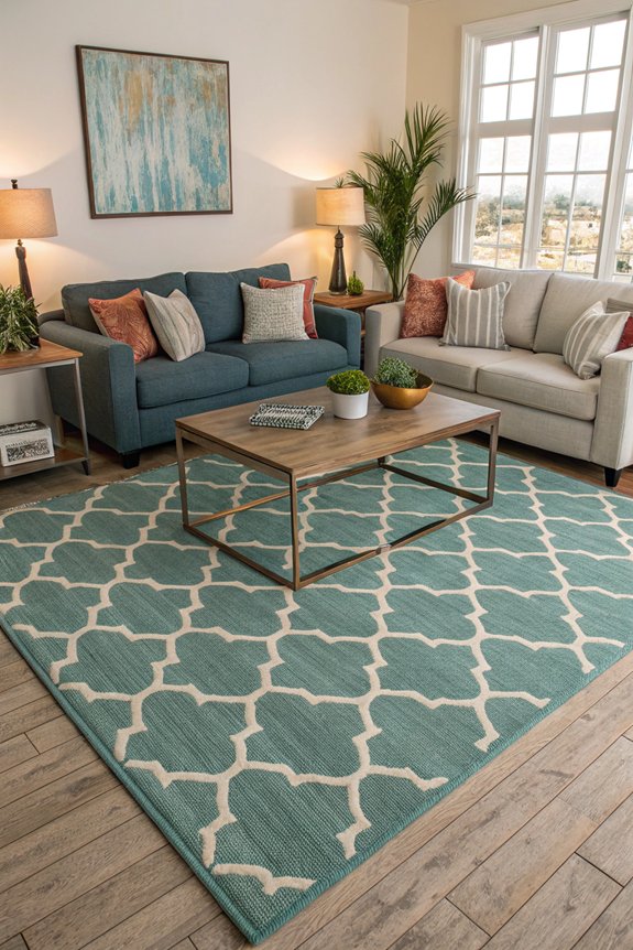 define space with area rugs