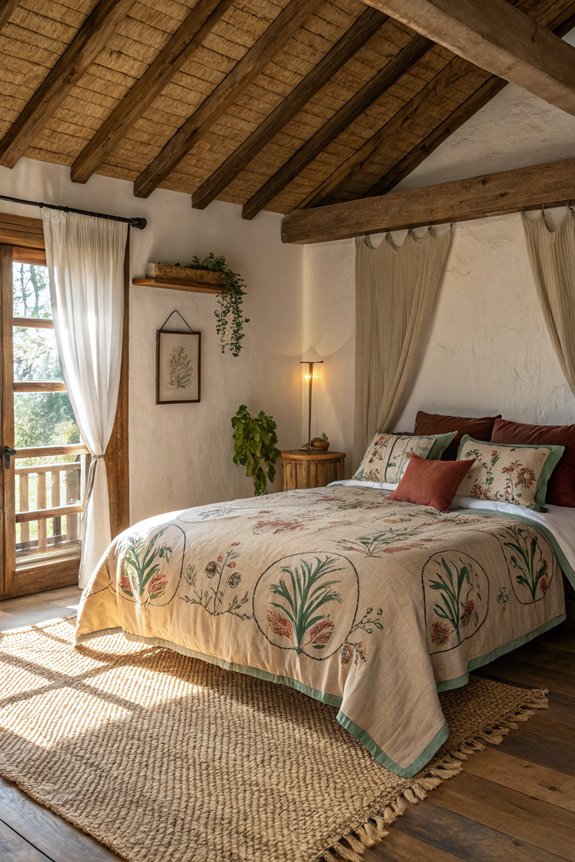 earthy bedding accents enhance charm