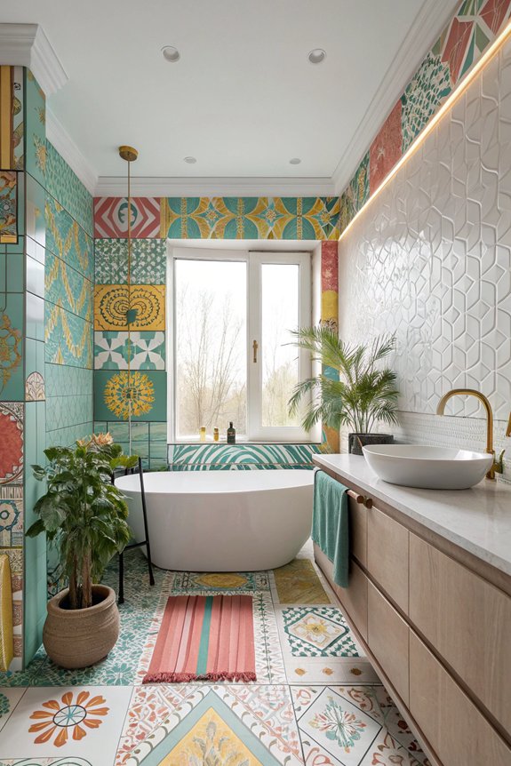 energize bathroom with vibrant tiles