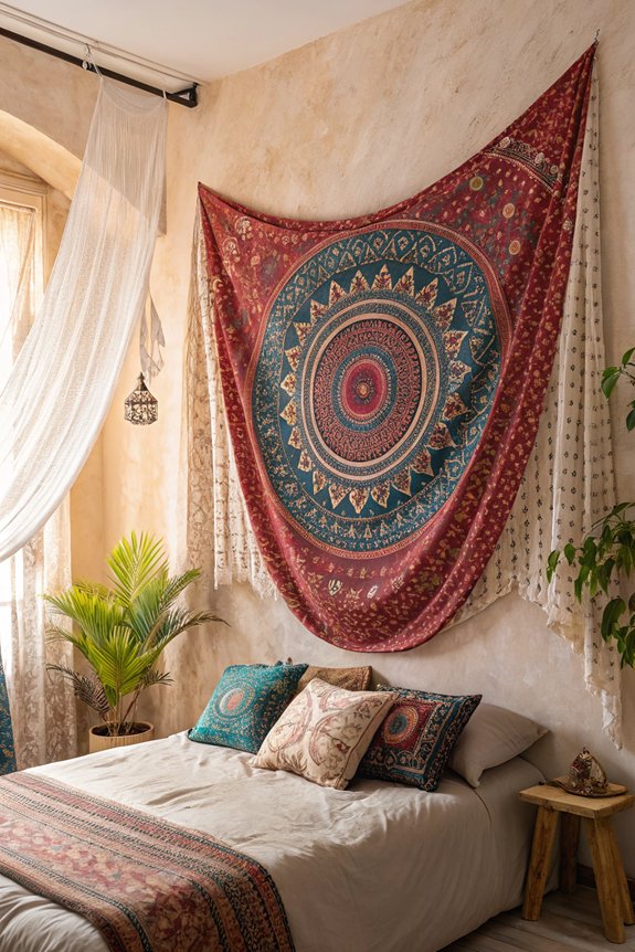 enhance bedroom with tapestries