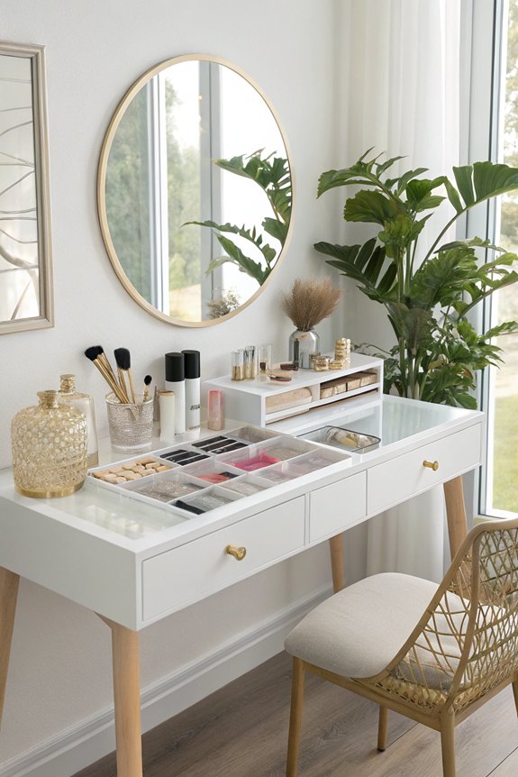 floating desk creates spaciousness