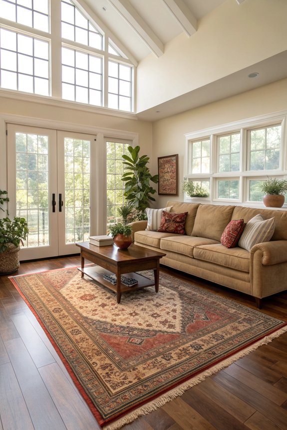 layered rugs enhance decor