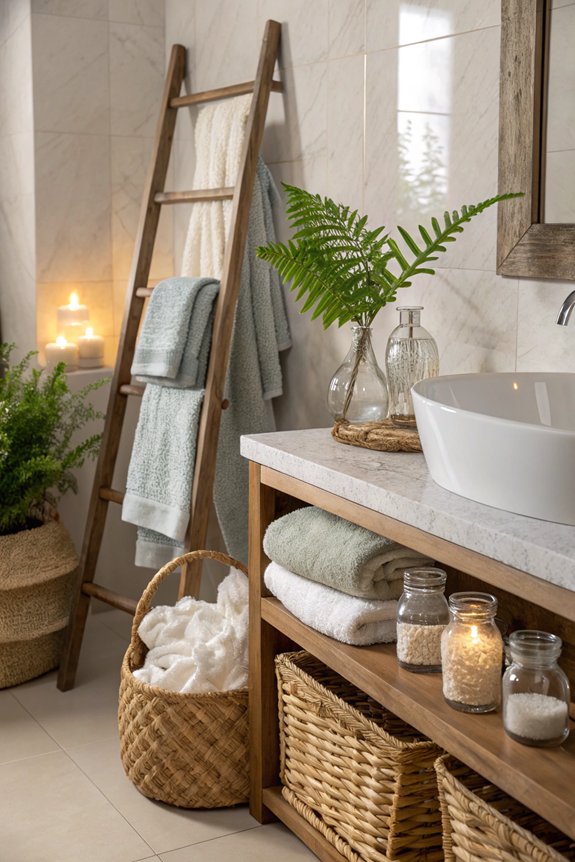 layered textures enhance bathrooms