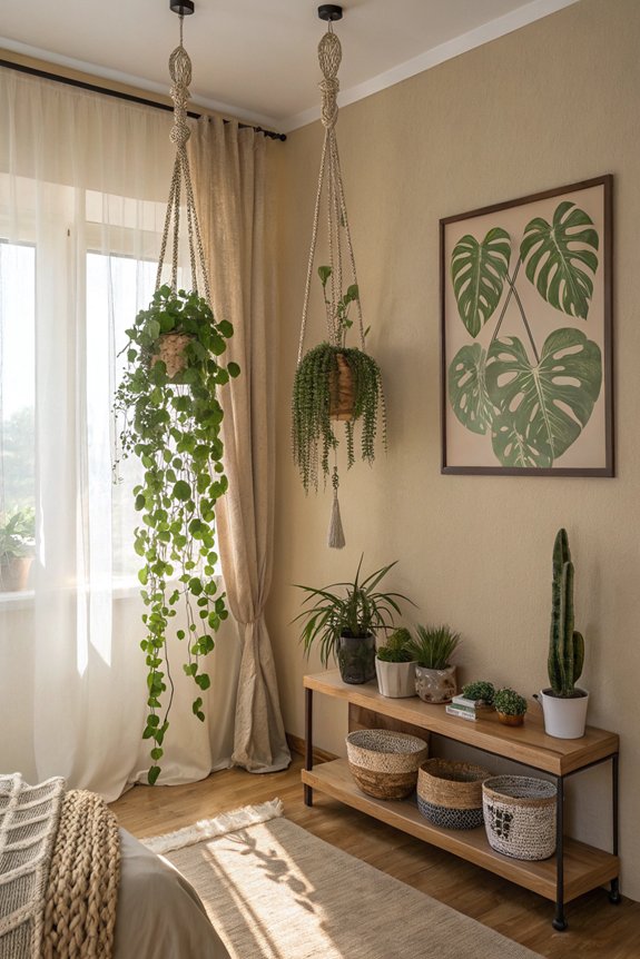 lush plants enhance bedrooms
