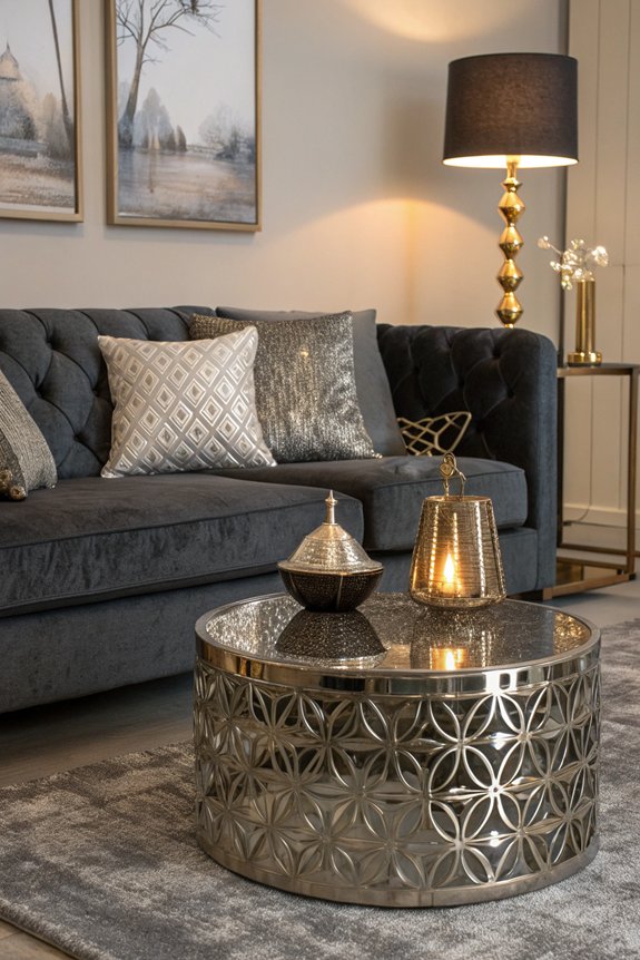 metallic accents enhance sophistication