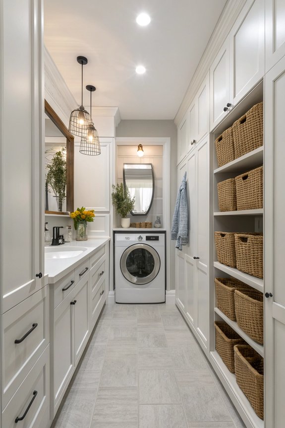 mirrors enhance laundry space