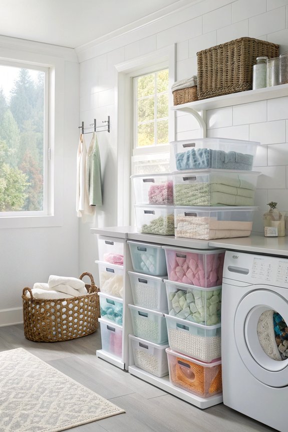 organize laundry with containers