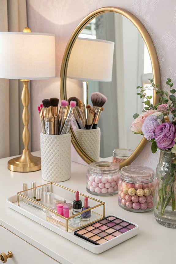 organized personalized makeup workspace
