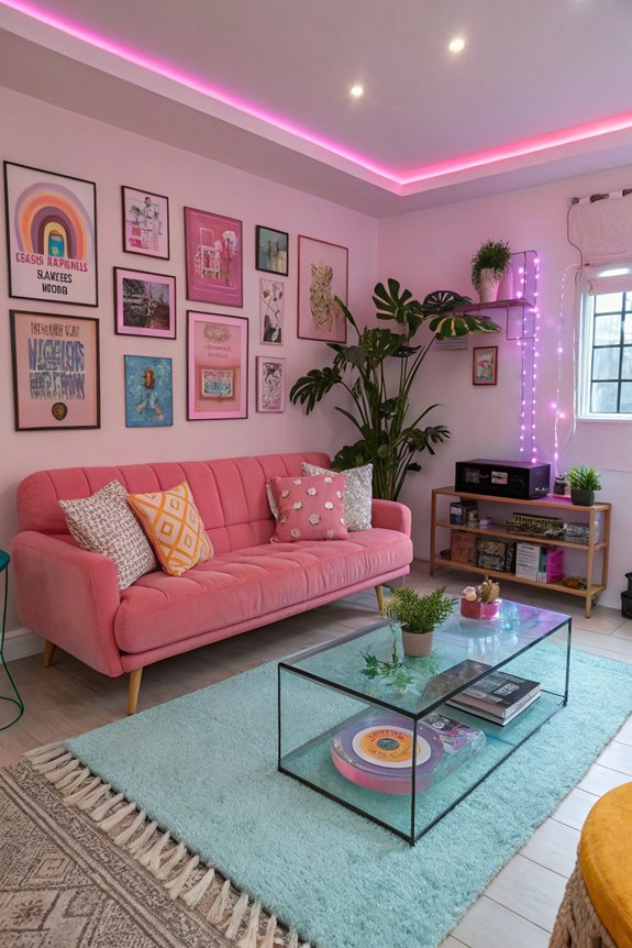 playful neon pastel accents