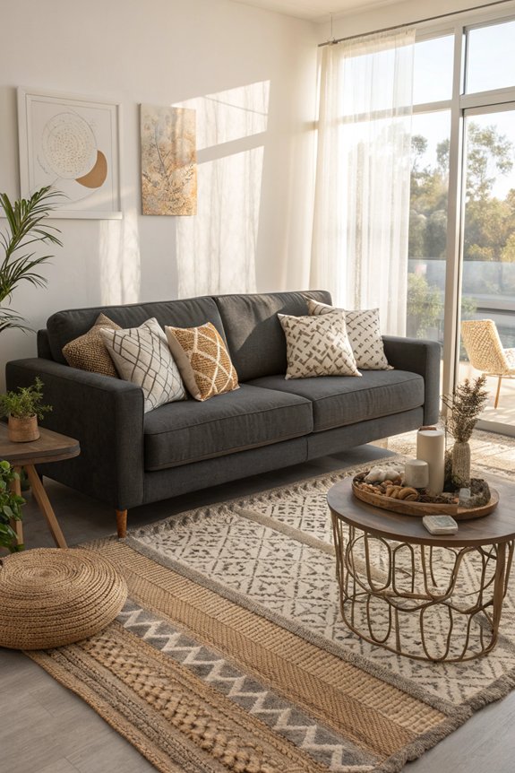rug enhances couch ambiance