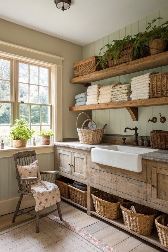 rustic open shelving storage