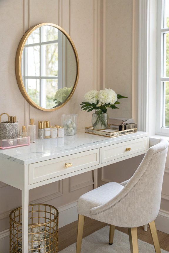 sleek uncluttered vanity essentials