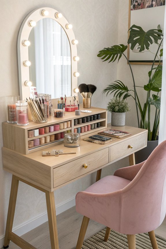 stylish organized makeup display