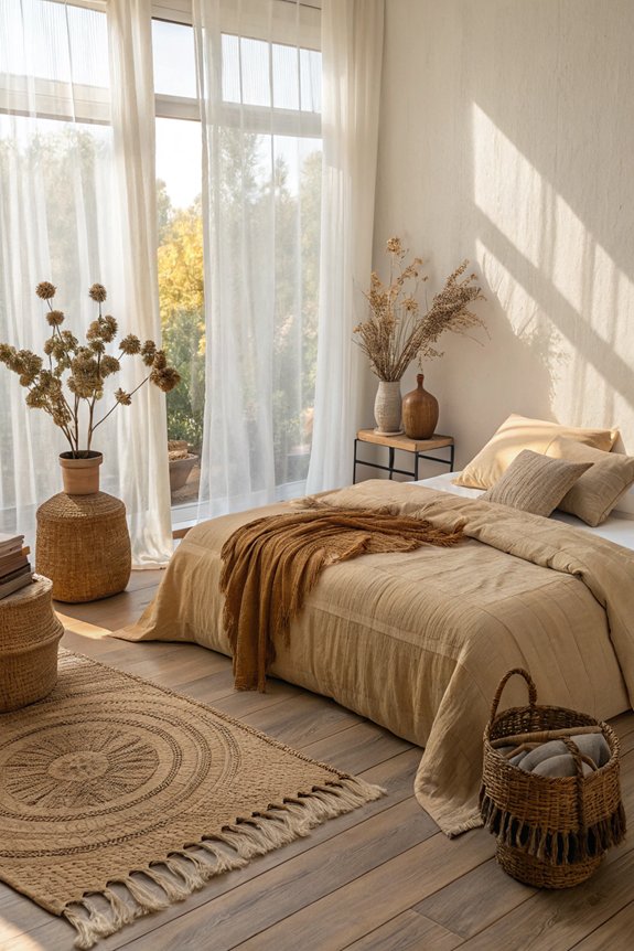 warm beige cozy bedding