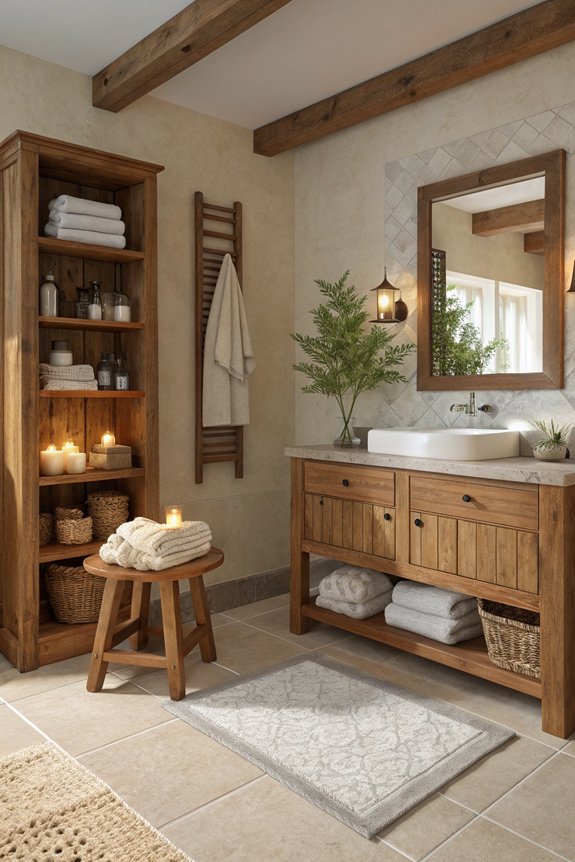 warm wood accents enhance ambiance